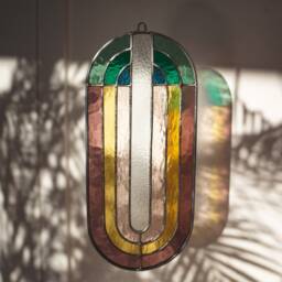 Art Deco Stained Glass Suncatcher Scandinavian Wall Decor - thumbnail 2
