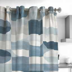 Blue Abstract Geometric Curtains, Modern Minimalist Pattern Drapes, Contemporary Art Style Window Panels, Custom Made To Measure Curtains - thumbnail 3