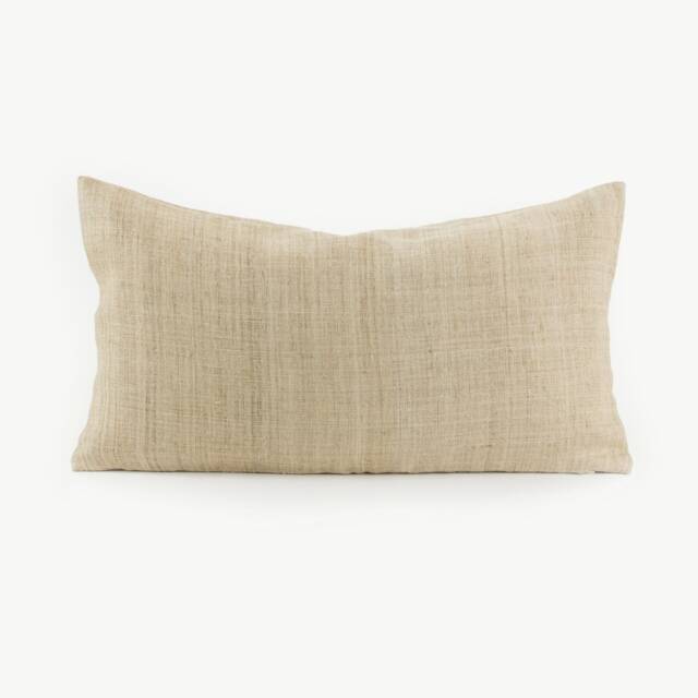 Handwoven Hmong Hemp Pillow Cover - Light Rustic Undyed Textile - image 1