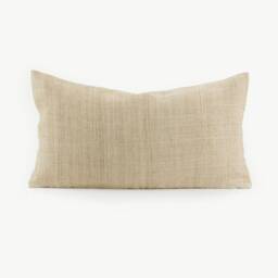 Handwoven Hmong Hemp Pillow Cover - Light Rustic Undyed Textile - thumbnail 1