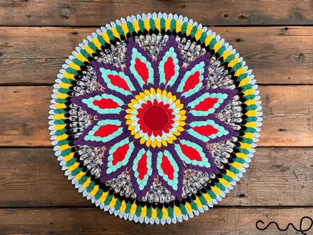 Handmade Round Fabric Mat - 50cm Upcycled Textile Rug For Boho & Eco-Friendly Home Decor - image 1