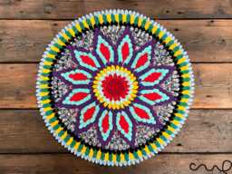 Handmade Round Fabric Mat - 50cm Upcycled Textile Rug For Boho & Eco-Friendly Home Decor - thumbnail 1