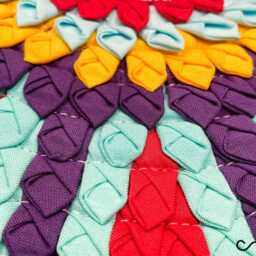 Handmade Round Fabric Mat - 50cm Upcycled Textile Rug For Boho & Eco-Friendly Home Decor - thumbnail 3