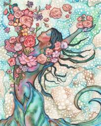 Tidal Bloom Watercolor Painting Gaia Goddess Art Print - thumbnail 1