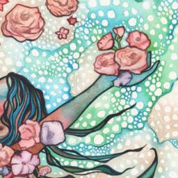 Tidal Bloom Watercolor Painting Gaia Goddess Art Print - thumbnail 2