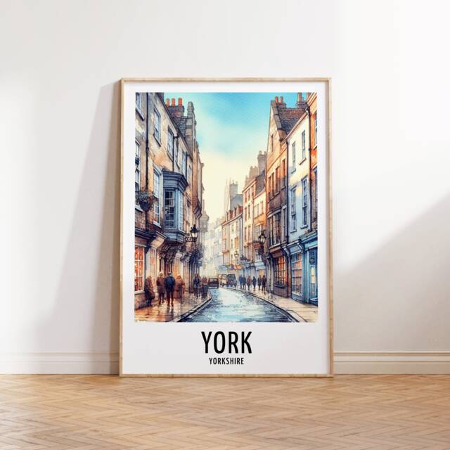 York Travel Print - Watercolour Poster Design - Wall Artwork Yorkshire UK Gifts Home Decor Art Gift England Painting Picture - image 1