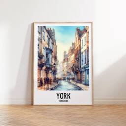 York Travel Print - Watercolour Poster Design - Wall Artwork Yorkshire UK Gifts Home Decor Art Gift England Painting Picture - thumbnail 1