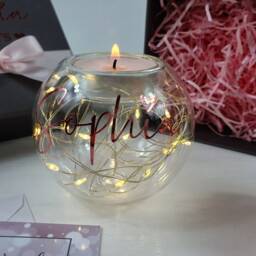 Personalised Memorial Glass Ball Candle With Led Lights & Gift Box - thumbnail 3