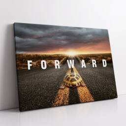Moving Forward Turtle Long Road Motivational Inspirational, Framed Canvas Wall Art Poster Print, Home Office & Room Decor, Gift Idea - thumbnail 2