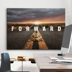 Moving Forward Turtle Long Road Motivational Inspirational, Framed Canvas Wall Art Poster Print, Home Office & Room Decor, Gift Idea - thumbnail 1