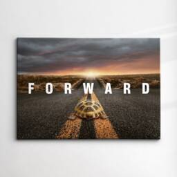 Moving Forward Turtle Long Road Motivational Inspirational, Framed Canvas Wall Art Poster Print, Home Office & Room Decor, Gift Idea - thumbnail 3