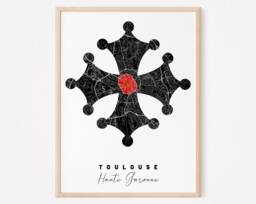 Toulouse - Original Map Of Toulouse/ City Toulouse, Toulouse Poster, Design, France, Europe, Decoration, Print, Wall Print - thumbnail 1
