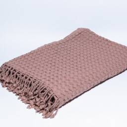 Pink Big Waffle High Quality Turkish Cotton Throw Blanket, Couch Cozy Sofa Cover, Bed Spread, Porch Blanket - thumbnail 2