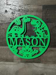 Personalised Dinosaur, Dino Wall Plaque, Kids Bedroom Decor, Name, Door Or Wall Hanger in Acrylic Wood - thumbnail 1
