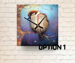 Square Glass Wall Clock - Klimt Style Bird Tree Art Nature D??cor - thumbnail 1