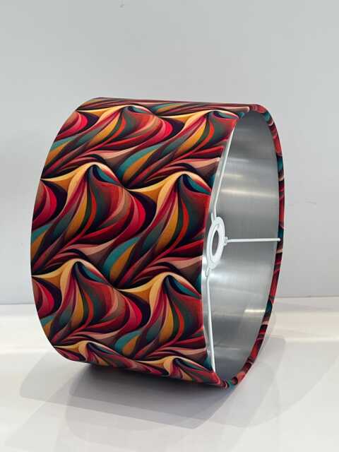 Handmade By Order Luxury Abstract Wave Pattern Multicoloured On Velvet Drum Lamp Shade Pendant Light All Shapes & Sizes Available - image 1
