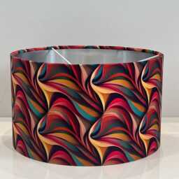 Handmade By Order Luxury Abstract Wave Pattern Multicoloured On Velvet Drum Lamp Shade Pendant Light All Shapes & Sizes Available - thumbnail 3
