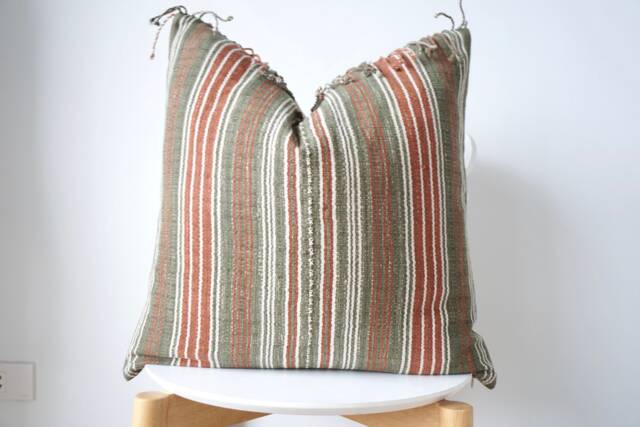 Brown Tribal Hemp Hand Woven Natural Dye Color Hmong Lumbar Pillow Cover - image 1