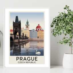 Prague Czech Republic Travel Poster - Vintage Wall Print Destination City Landscape Art A5 A4 A3 Framed Or Unframed - thumbnail 2