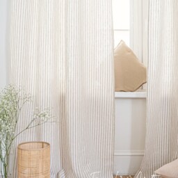 Set Of 2 Linen Semi Sheer Curtain Panels With Tab Top For Window Treatments - Stonewashed Natural Curtains Custom Drapes - thumbnail 4