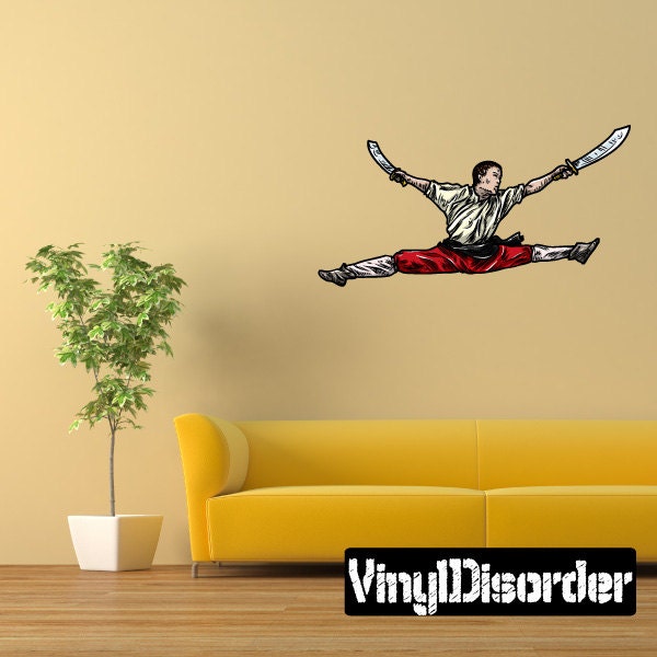 Kung Fu Wall Decal - Fabric Vinyl Removable & Reusable Kungfuuscolor001Et