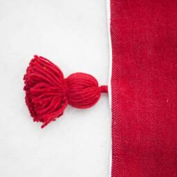 Moroccan Blanket With Pompom Loomed By Hand, Moroccan Throw, Bohemian , Berber Blanket, Wool Handmade Bedspread - thumbnail 2
