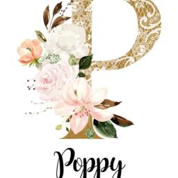 Girls Wall Prints, Nursery Decor, Lilies Print, Bedroom Art, Personalised Initial Watercolour Flowers, Gold & Pink - thumbnail 2