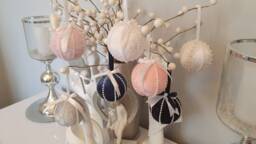Velvet Christmas Tree Bauble Decorations, With Pearl Detail. Stocking Fillers, Gift