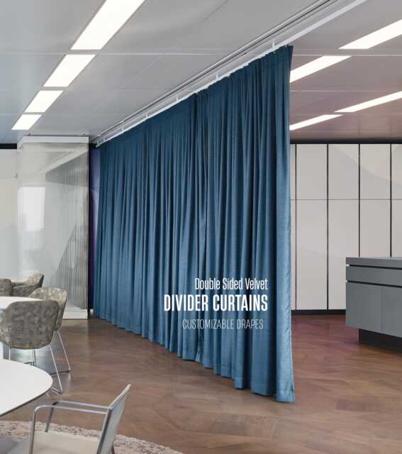 Double Sided Velvet Room Divider Curtain, Noise Reduction Office Curtain - image 1
