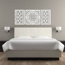 3D Sign Above The Couch, Sofa, Wooden Wall Decor, Giovanna, Decorative, Openwork Floral Design, Ornament Screen, Triptych, 27 X 67 Inch - thumbnail 2