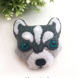 Dog Cushion, Siberian Husky Yorkshire Terrier Pillow, Felt Machine Embroidered, Gift For Dog Lover, Decorative Throw Cushion - thumbnail 2