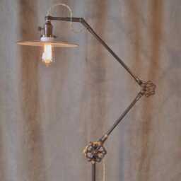 Vintage Industrial Floor Lamp - Machine Age Task Light Cast Iron Steampunk - thumbnail 2