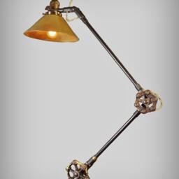 Vintage Industrial Floor Lamp - Machine Age Task Light Cast Iron Steampunk - thumbnail 3