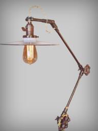 Vintage Industrial Floor Lamp - Machine Age Task Light Cast Iron Steampunk