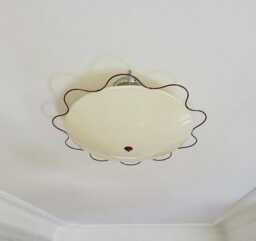 Mid Century Modern Brass Flush Mount Light, Glass Diffuser Ceiling Fixture, Kitchen Hallway Lighting - thumbnail 1