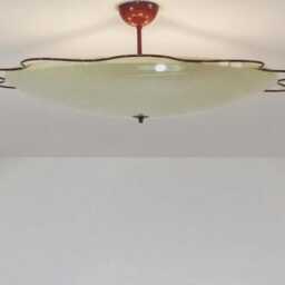 Mid Century Modern Brass Flush Mount Light, Glass Diffuser Ceiling Fixture, Kitchen Hallway Lighting - thumbnail 2