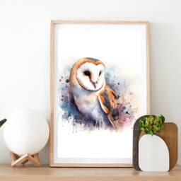Barn Owl Print Poster Set - Of 3 Posters - Watercolour Wall Hanging Decor Animal Art British Wildlife Gifts Artwork - thumbnail 2