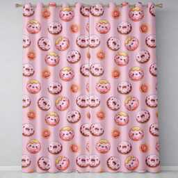 Cute Kawaii Donuts Pink Background Sweet Dessert Seamless Pattern Readymade Eyelet Ring Top Thermal 100% Blackout Curtains - thumbnail 2