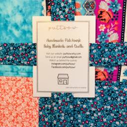 Patchwork Blanket, Quilt, Baby, Toddler, Crib/Boho, Farmhouse, Bold, Bright/Girl, Feminine/Turquoise, Blue, Magenta, Teal, Pink/Floral, Stripe - thumbnail 3