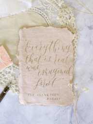 Velveteen Rabbit Quote Calligraphy On Blush Handmade Paper - Custom Mini Art Gift - thumbnail 1