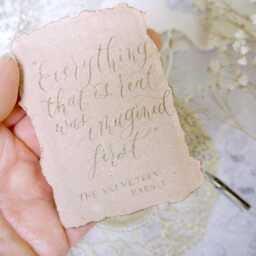 Velveteen Rabbit Quote Calligraphy On Blush Handmade Paper - Custom Mini Art Gift - thumbnail 3