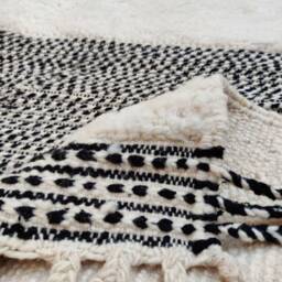 Hand Knotted Wool Berber Rug Black & White Moroccan Tribal Rug - thumbnail 4
