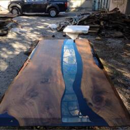 Custom Epoxy Resin Table, Dining Made To Order Wood Ultra Clear Table - thumbnail 3