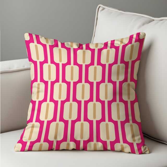 Pink Mid Century Cushion Cover, Retro Geometric Pillowcase, Modern Statement Throw Case For Sofa Decor - image 1