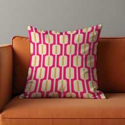 Pink Mid Century Cushion Cover, Retro Geometric Pillowcase, Modern Statement Throw Case For Sofa Decor - thumbnail 3