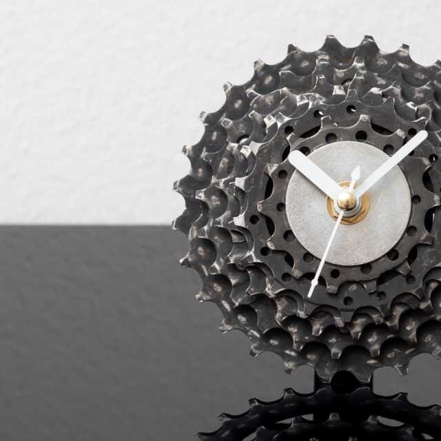 Bicycle Desk Clock, Steampunk Decor, Industrial Small Unique Boyfriend Gift, Husband Father Gift - image 1