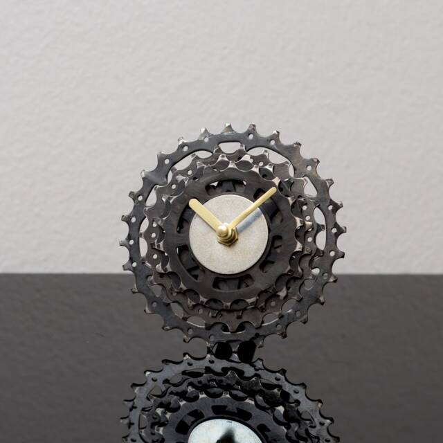 Bicycle Desk Clock, Steampunk Decor, Industrial Small Unique Boyfriend Gift, Husband Father Gift - image 1
