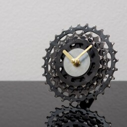 Bicycle Desk Clock, Steampunk Decor, Industrial Small Unique Boyfriend Gift, Husband Father Gift - thumbnail 2