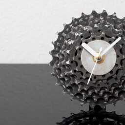 Bicycle Desk Clock, Steampunk Decor, Industrial Small Unique Boyfriend Gift, Husband Father Gift - thumbnail 1