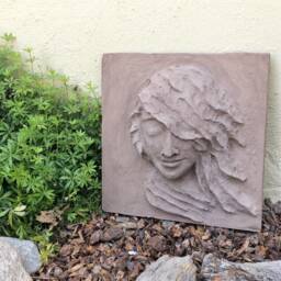 Tile Sculpture - Garden Decor Concrete Outdoor Face Art - thumbnail 1